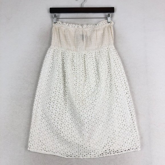 Moda International Women's Size Medium White Eyelet Strapless Cotton Mini Dress - Picture 1 of 9